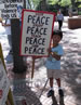 Our youngest peace walker, at the Federal Building protest